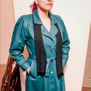 1980s Vintage London Fog Teal Raincoat